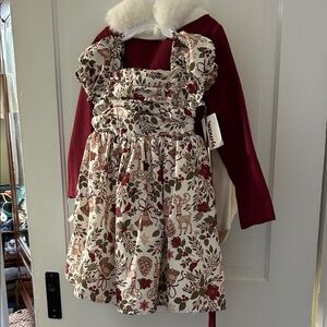 Catherine Malandrino Burgundy and Cream Kids Formal Dress